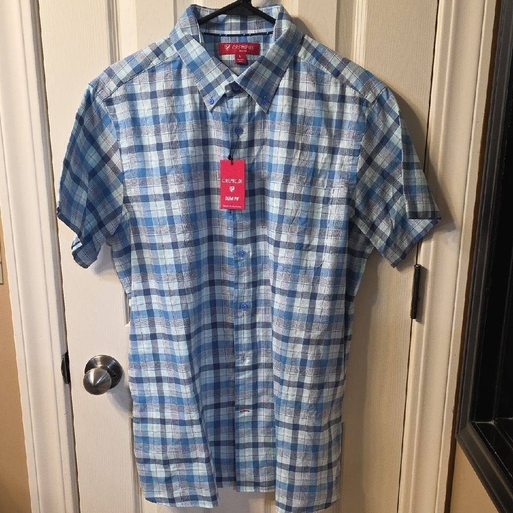 Daniel Cremieux Blue and White Plaid Button Down Shirt